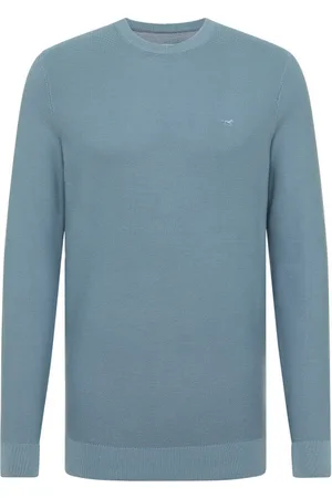 Mustang Pull Coton Avec Manches Longues Et Col Rond Bleu - Bleu