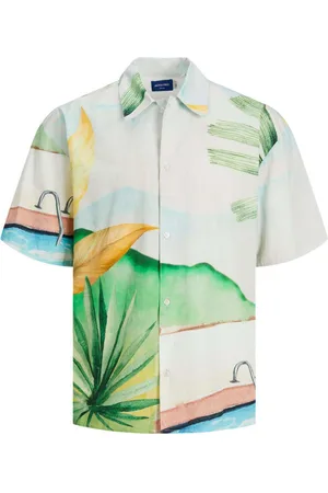 JACK & JONES Chemise Avec Manches Courtes Et Col Français Coton Multicolore - Multicolore