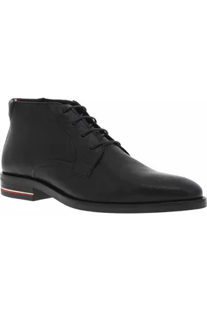 Tommy Hilfiger Boots De Ville En Cuir Noires Et à Lacets Ronds - Noires