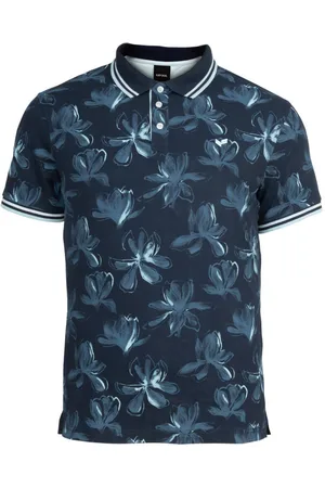 Kaporal 5 Polo En Coton Avec Manches Courtes Et Col Boutonné Bleu Marine Fleuri - Marine