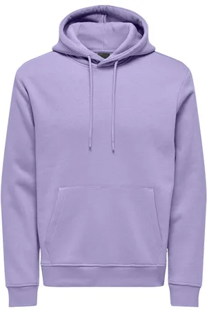 Only & Sons Sweat à Capuche Coupe Droite En Coton Mélangé Lilas Avec Une Grande Poche à L