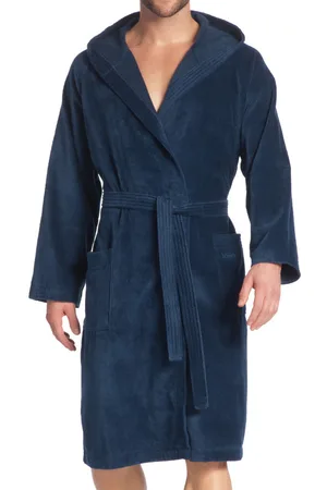 Vossen Peignoir De Bain Bi-matière Texas En Coton Bleu Marine à Capuche
