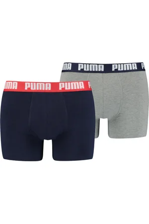PUMA Lot De 2 Boxers En Coton Bleu Marine Et Gris - Multicolore