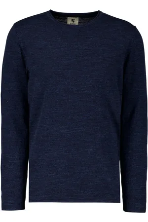 Garcia Pull Fin Coupe Slim Fit En Coton Bleu Marine Chiné Col Rond - Marine
