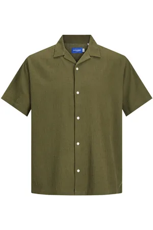 JACK & JONES Chemise Junior Garçon Coton Avec Manches Courtes Et Col à Revers Kaki - Kaki