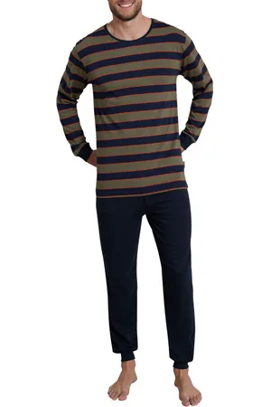TOM TAILOR Pyjama Long Avec Manches Longues Et Col Tunisien Marine Rayé - Marine