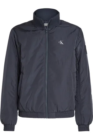 Calvin Klein Blouson Zippé Coupe Droite Calvin Klein Bleu Marine Col Montant - Marine