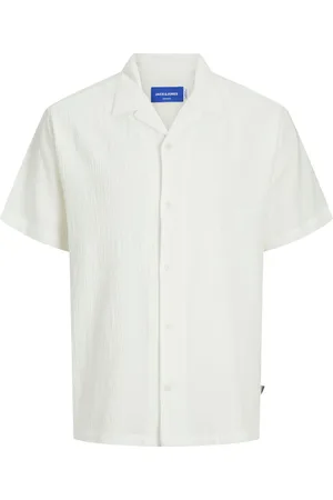 JACK & JONES Chemise Junior Garçon Coton Avec Manches Courtes Et Col à Revers Blanche - Blanche