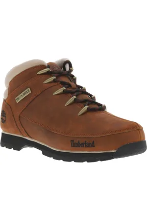 Timberland Bottines Euro Sprint Hiker En Cuir Nubuck Marron à Semelle Crantée Et Lacets Ronds - Brunes