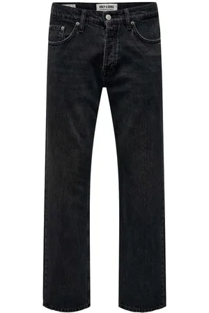 Only & Sons Jean Avec Une Coupe Droite Coton Mélangé Noir - Noir
