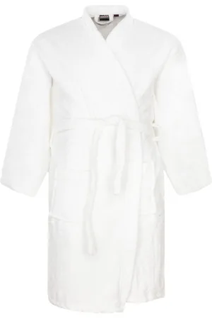 Adamo Peignoir Long Joey En Coton Blanc Col Croisé
