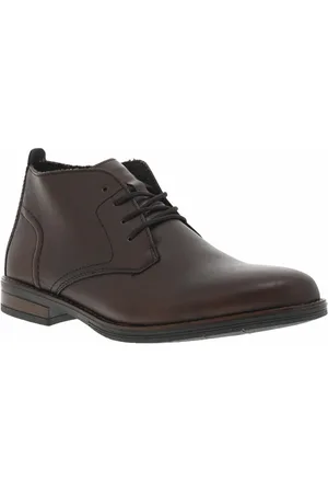 Rieker Bottines En Cuir Marron Et à Lacets Ronds - Marron