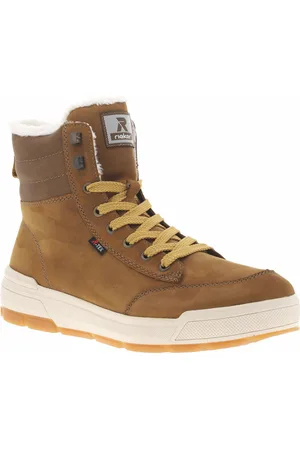 Rieker Bottines En Cuir Nubuck Miel Et à Lacets Et Zip Latéral - Miel