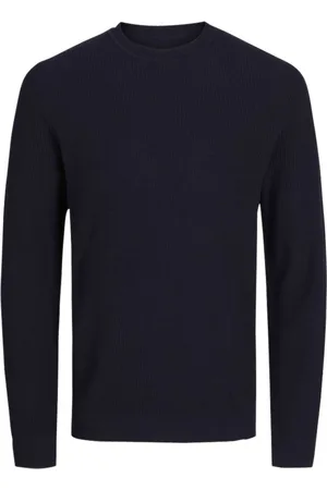 JACK & JONES Pull Premium En Coton Avec Manches Longues Et Col Rond Bleu Bleu Marine - Marine