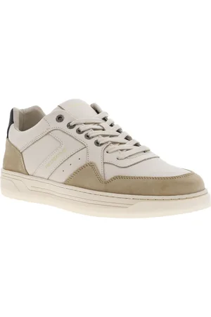 Redskins Tennis En Cuir Blanc Et Beige Et à Lacets - Blanc Et Beige