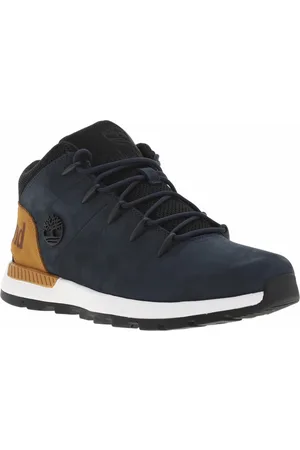 Timberland Bottines En Cuir Nubuck Bleu Marine à Semelle Plate Et à Lacets Ronds - Bleu Marine