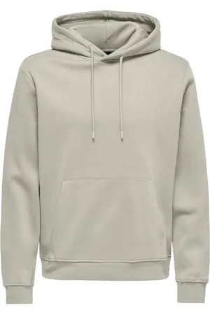 Only & Sons Sweat à Capuche Coupe Droite En Coton Mélangé Beige Avec Une Grande Poche à L