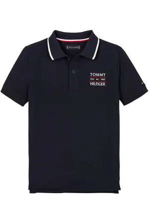 Tommy Hilfiger Polo Junior Garçon Coton Avec Manches Courtes Et Col Français Marine - Marine