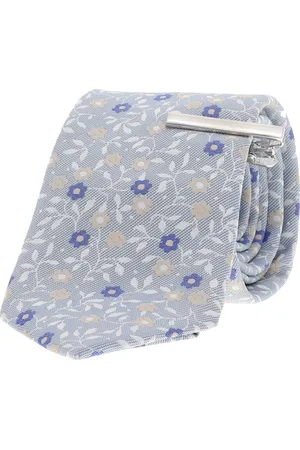 JACK & JONES Cravate Bleu Ciel à Fleurs Bleues Et Beiges - Ciel