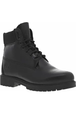 Timberland Bottines En Cuir Noires Et à Lacets Ronds - Noir