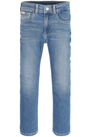 Calvin Klein Jean Coupe Regular Fit Junior Garçon Calvin Klein En Coton Bleu Délavé Avec Une Taille Intermédiaire - Bleu