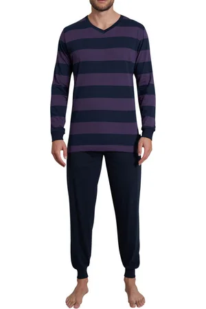 TOM TAILOR Pyjama Long Avec Manches Longues Et Col V Marine Rayé - Marine