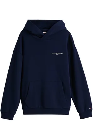 Tommy Hilfiger Sweat à Capuche Junior Garçon Coton Mélangé Avec Manches Longues Et Col à Capuche Marine - Marine