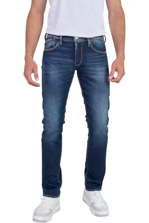 Le Temps des Cerises Jean Coupe Slim Fit En Coton Bleu Indigo Délavé Aux Genoux - Indigo