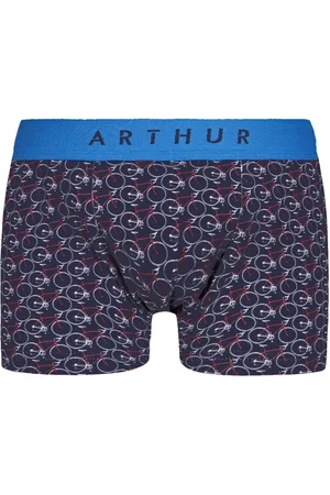 Arthur Aston Boxer En Coton Stretch Bleu Marine à Motifs - Bleu