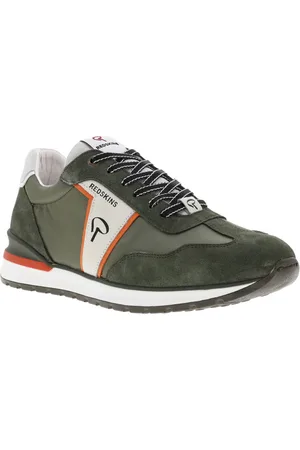 Redskins Baskets Basses En Cuir Nubuck Kaki Et à Lacets Plats - Kaki