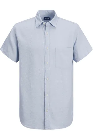 JACK & JONES Chemise Avec Manches Courtes Et Col Français Ciel - Ciel