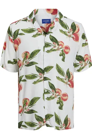 JACK & JONES Chemise Avec Manches Courtes Et Col à Cran Grande Taille Blanche Fleuri - Blanche