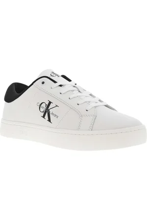Calvin Klein Baskets Basses En Cuir Blanches Et à Lacets - Blanches