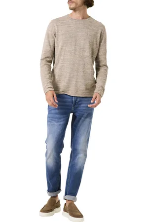 Garcia Pull Fin Coupe Slim Fit En Coton Beige Chiné Col Rond - Beige