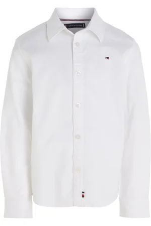 Tommy Hilfiger Chemise Junior Garçon Coton En Transition Avec Manches Longues Et Col Français Blanche - Blanche
