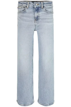 Calvin Klein Jean Coupe Regular Fit Junior Garçon Calvin Klein En Coton Mélangé Bleu Stone à Taille Haute - Stone