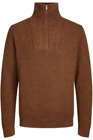 JACK & JONES Pull Col Camionneur Premium En Coton Avec Manches Longues Camel - Camel