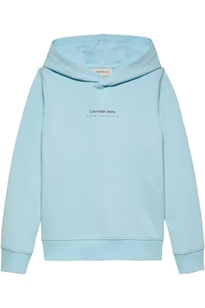 Calvin Klein Sweat à Capuche Junior Garçon Calvin Klein En Coton Bleu Ciel Avec Un Imprimé Rectangulaire Au Dos - Ciel