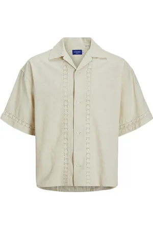 JACK & JONES Chemise Avec Manches Courtes Et Col Cubain écrue - Ecrue