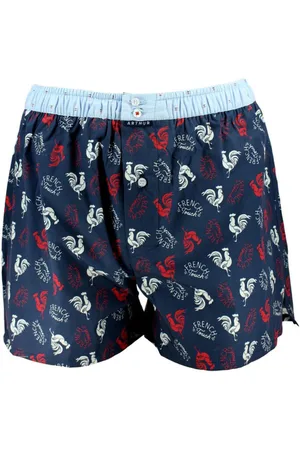 Arthur Aston Caleçon Coq En Coton Bio Bleu Marine à Motifs Coqs - Bleu
