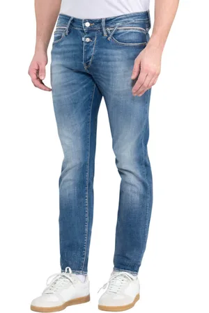 Le Temps des Cerises Jean Coupe Slim Fit En Coton Bleu Délavé Et Fermé Par Deux Boutons - Bleu