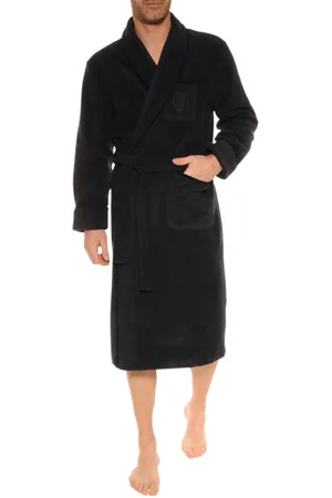 Christian cane Robe De Chambre Avec Manches Longues Et Col Châle Bleu Marine - Bleu