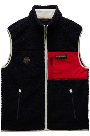 Napapijri Veste Avec Sans Manches Et Col Montant Marine Maille Effet Gaufrée - Marine