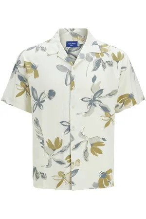 JACK & JONES Chemise Premium Avec Manches Courtes Et Col Cubain écrue - Ecrue