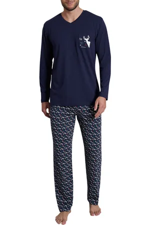 TOM TAILOR Pyjama Long Avec Manches Longues Et Col V Marine - Marine