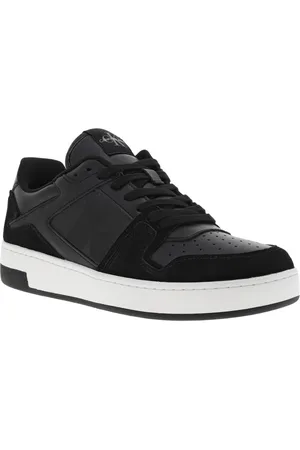 Calvin Klein Sneakers Tennis Calvin Klein En Cuir Noir à Semelle Blanche Semi-compensée Et Lacets Plats - Noir