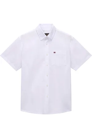 Napapijri Chemise Coton Avec Manches Courtes Et Col Français Blanche - Blanche