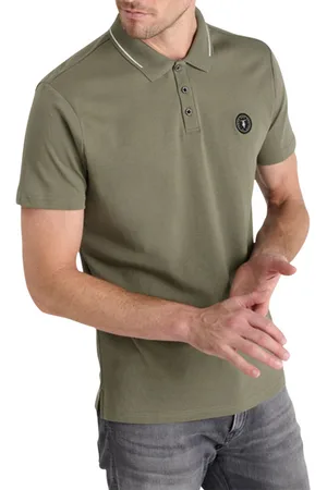 Le Temps des Cerises Polo Coupe Slim Fit En Coton Kaki Avec Un Liseré Sur Les Revers - Kaki