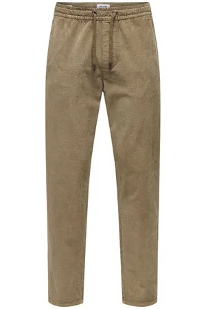 Only & Sons Pantalon En Aspect Velours En Coton Taupe - Taupe