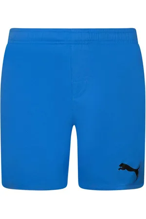 PUMA Short De Bain Coupe Droite Junior Garçon En Polyester Bleu Taille élastiquée Et Cordon De Serrage - Bleu